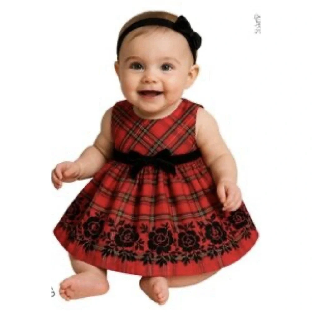 Good‎ Lad Red Tartan Plaid Christmas Dress Baby Girl 9 Months